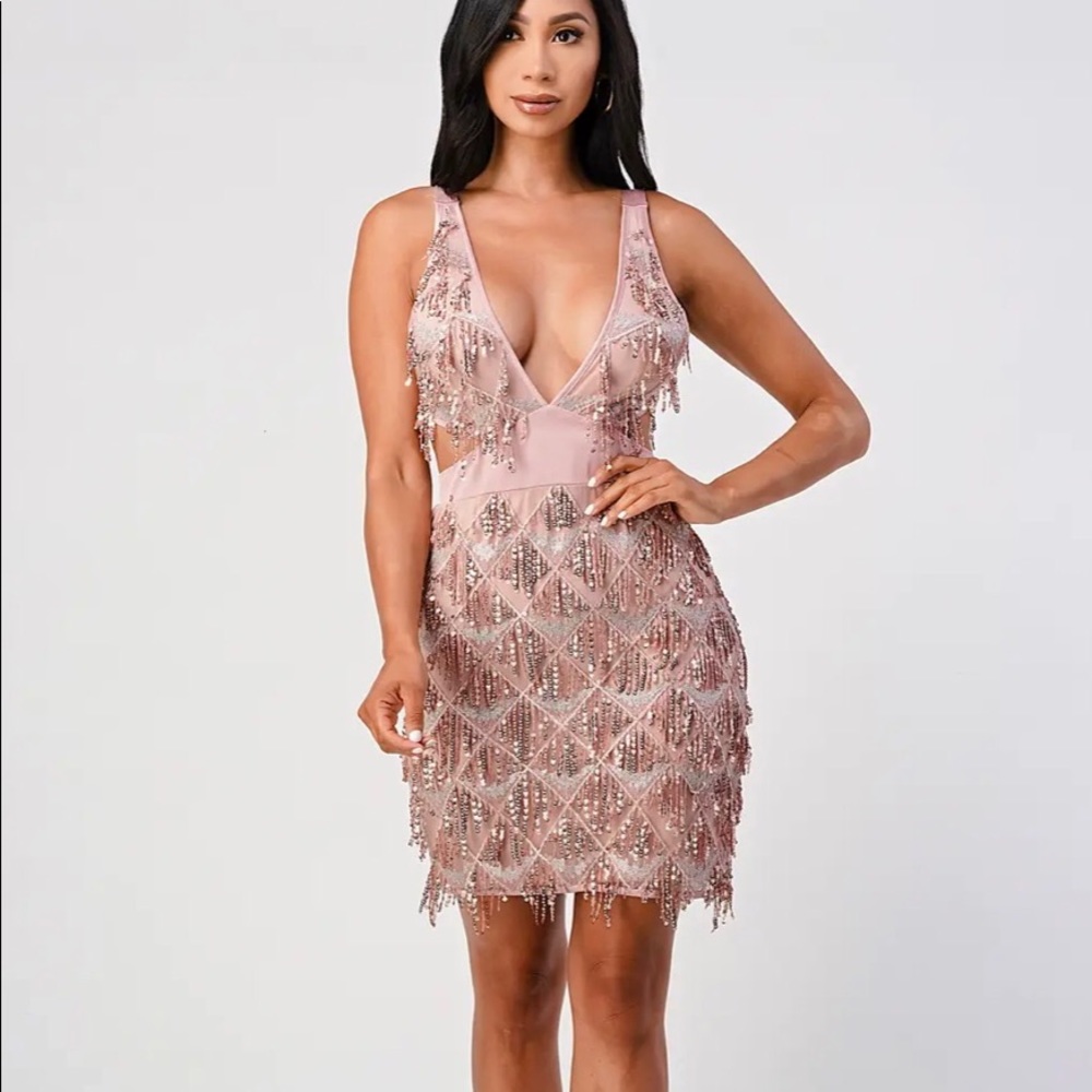 NWT Shero Mauve Mini Dress with Crystal Accents